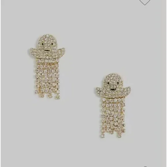 J.Crew $50 Pavé ghosts dangly earrings BL441 - Picture 1 of 3